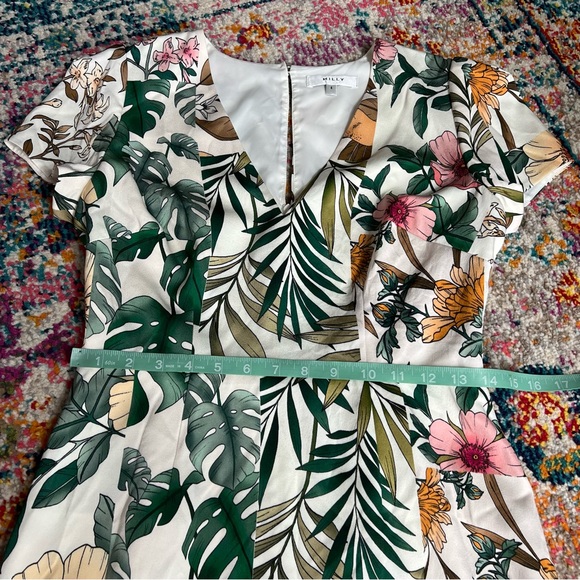 Milly Tropical‎ Floral Mini Dress in Green and Pink - Picture 14 of 15